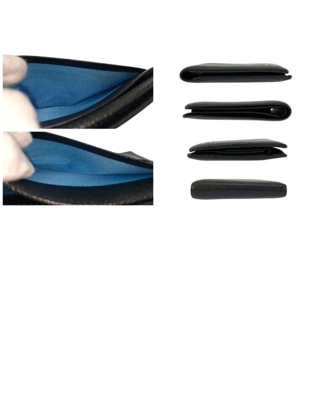 Bvlgari Black Silver Leather Fold Wallet Compact